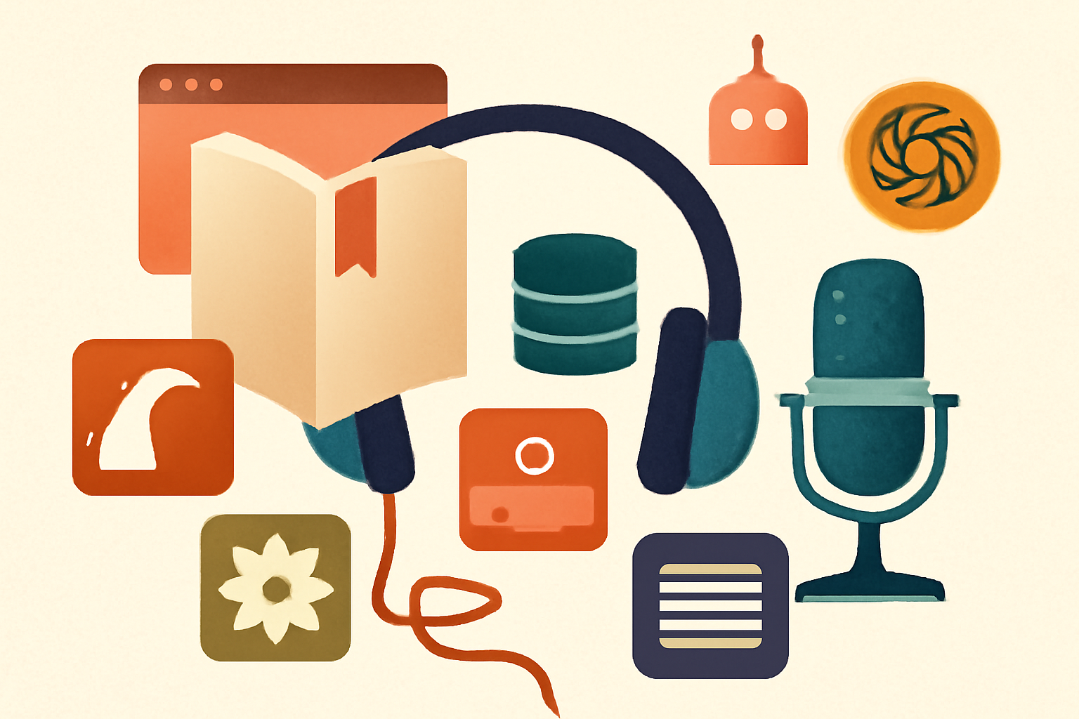 An abstract illustration to accompany a software project called “Bookmark.fm”. The project: Turns the articles you sa...