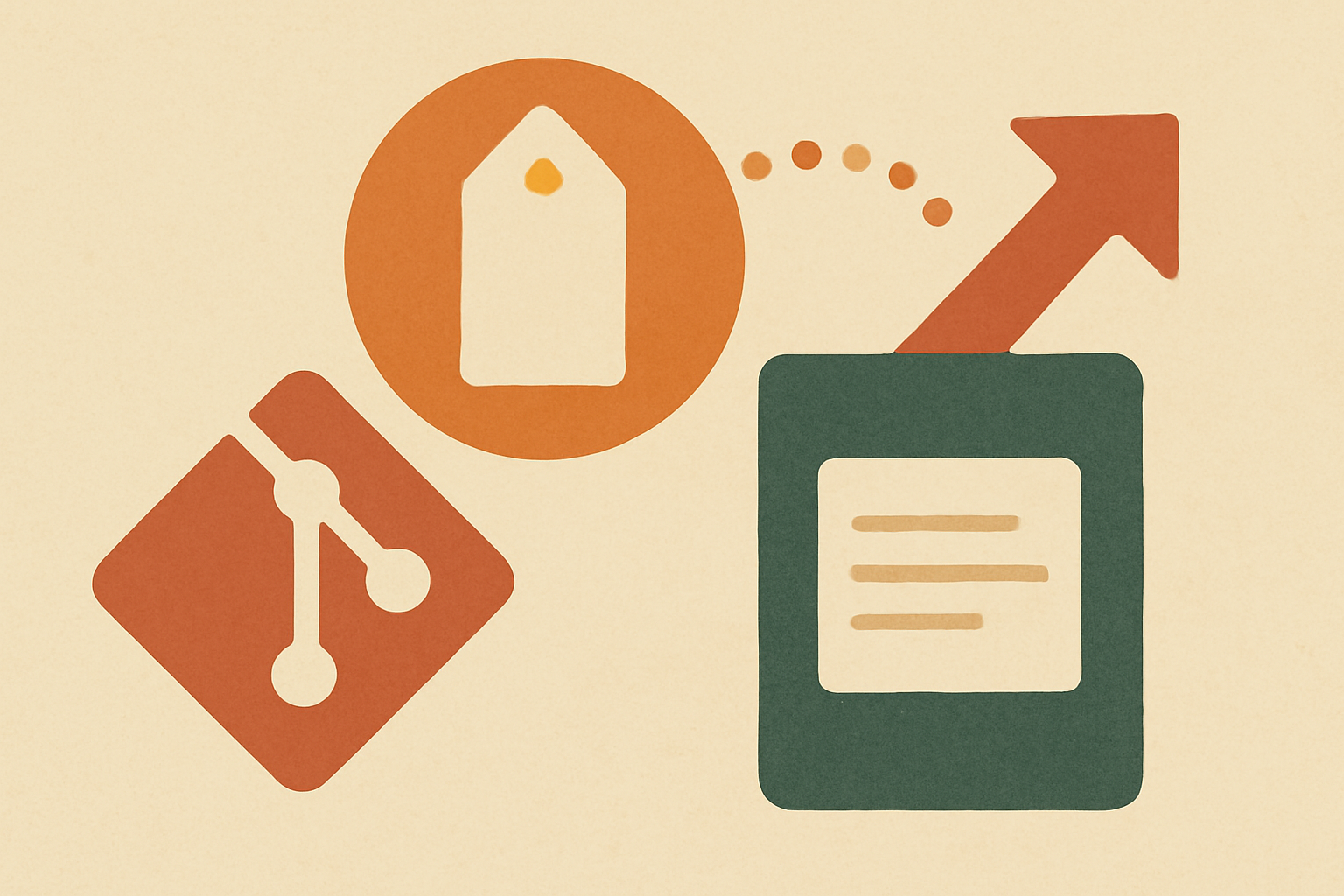 An abstract illustration to accompany an article titled “How to Tag and Push a Release with Git”. The article covers:...